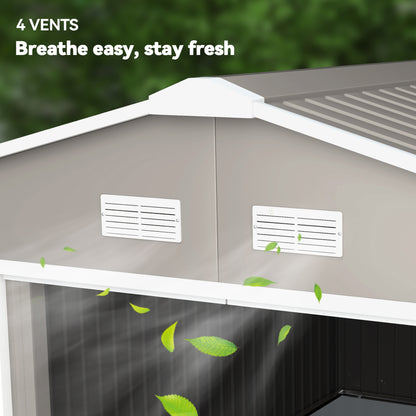 Galvanized Steel Garden Shed with Double Sliding Door