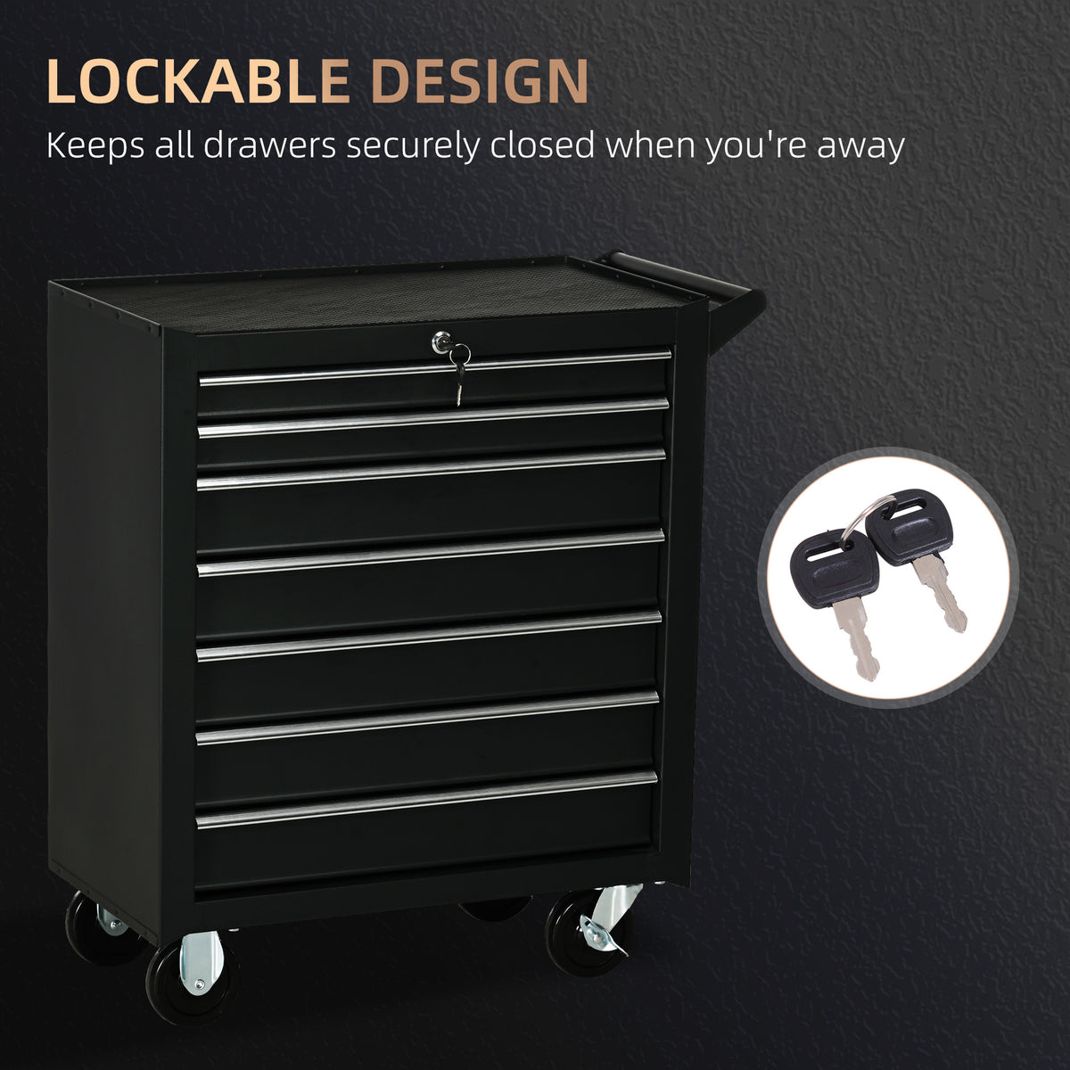 Rolling Tool Chest 7 Lockable Drawers on Wheels