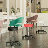 Adjustable Hydraulic Swivel Salon Stool — Red White