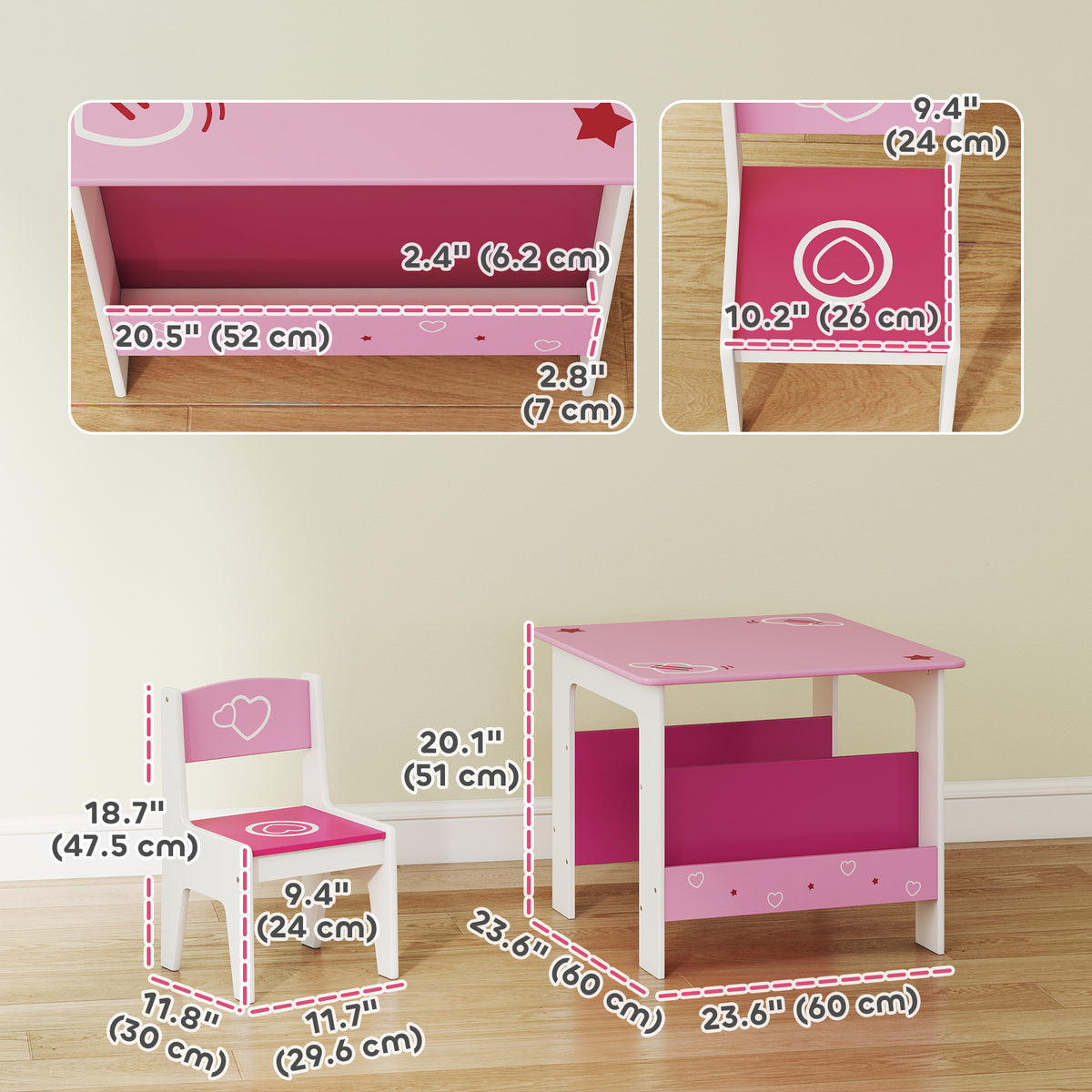 Conjunto de mesa y sillas para niños — Lote de 3