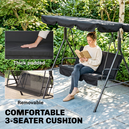 Patio Swing 3 Seater with Adjustable Canopy