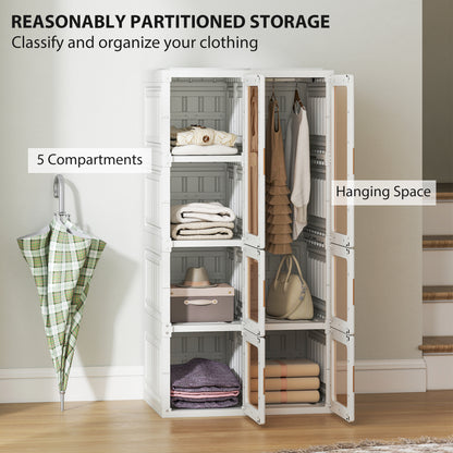 Armario portátil plegable de plástico con compartimentos