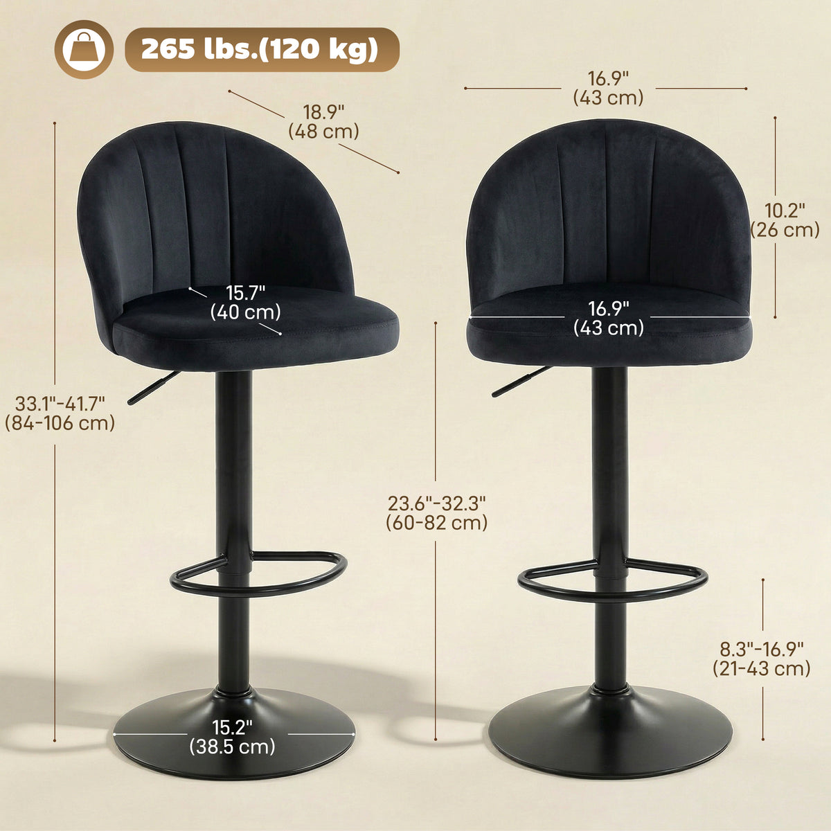 Swivel bar stools adjustable set of 2