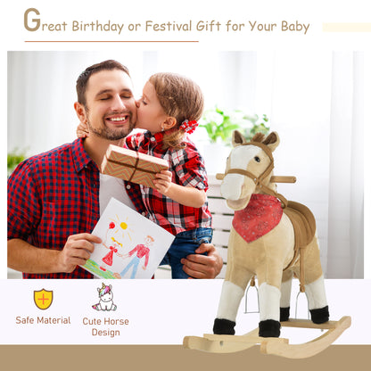 Kids plush ride-on rocking horse toy with sounds