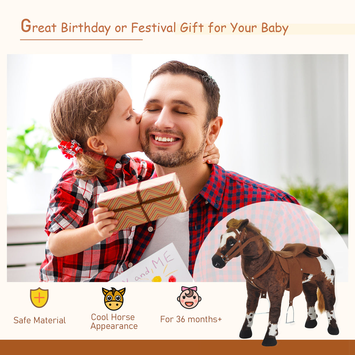 Caballo de peluche de pie para niños