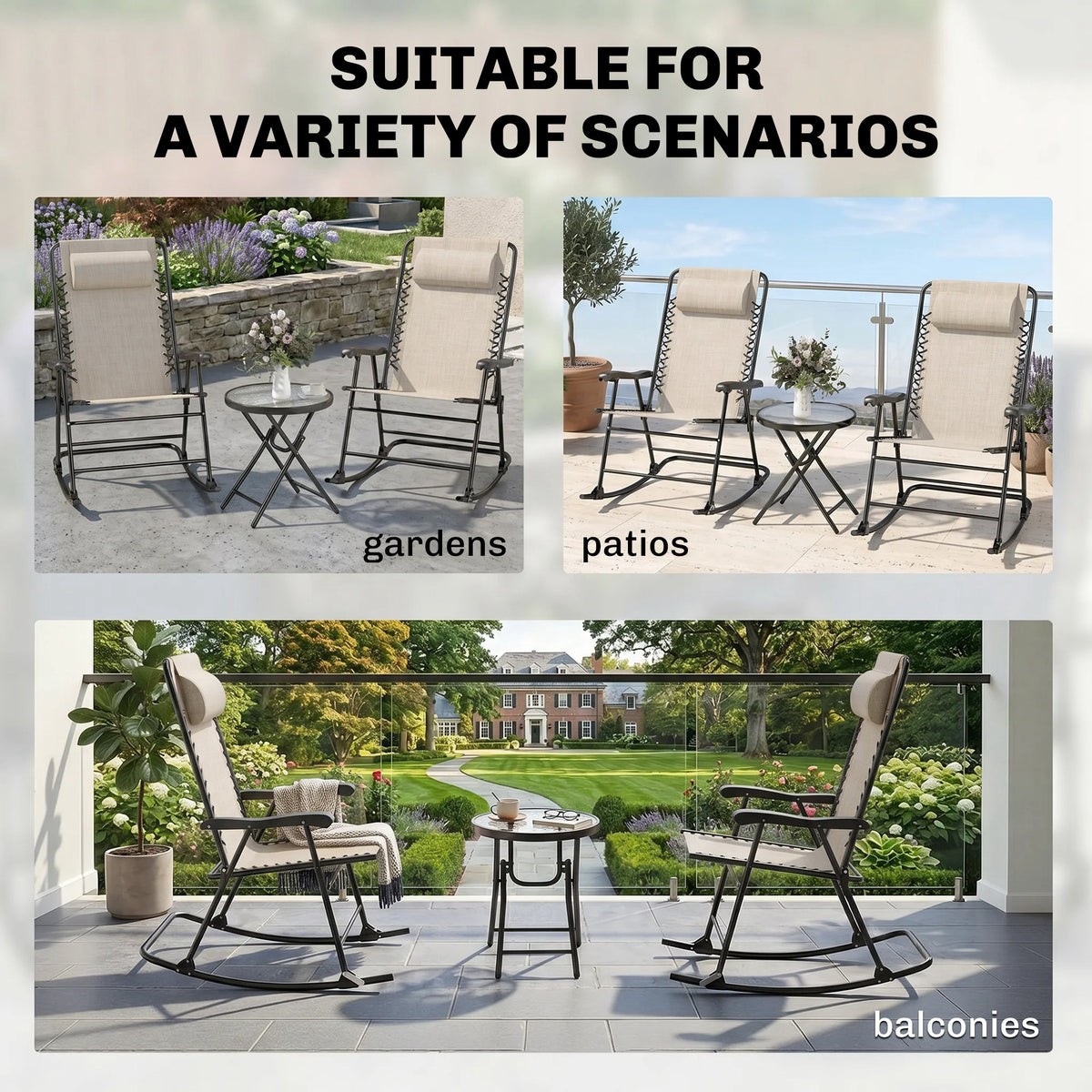 3-Piece Patio Rocking Chair Set with Bistro Table