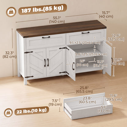 Aparador de cocina estilo rústico con almacenamiento