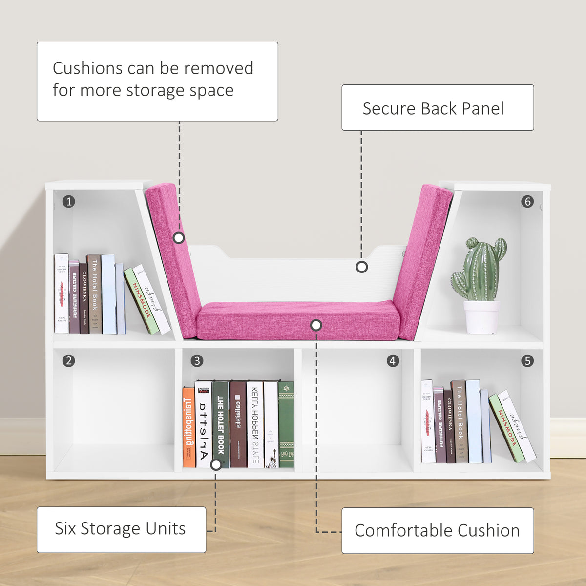 Librería de 6 cubos con cojín de lectura