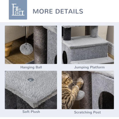 Escaleras para gatos con rascador y caseta