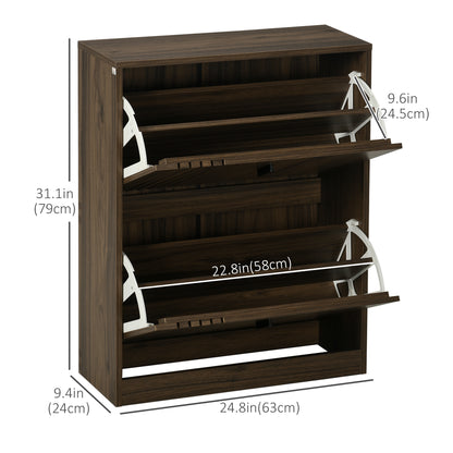 Narrow shoe storage cabinet with two flip drawers