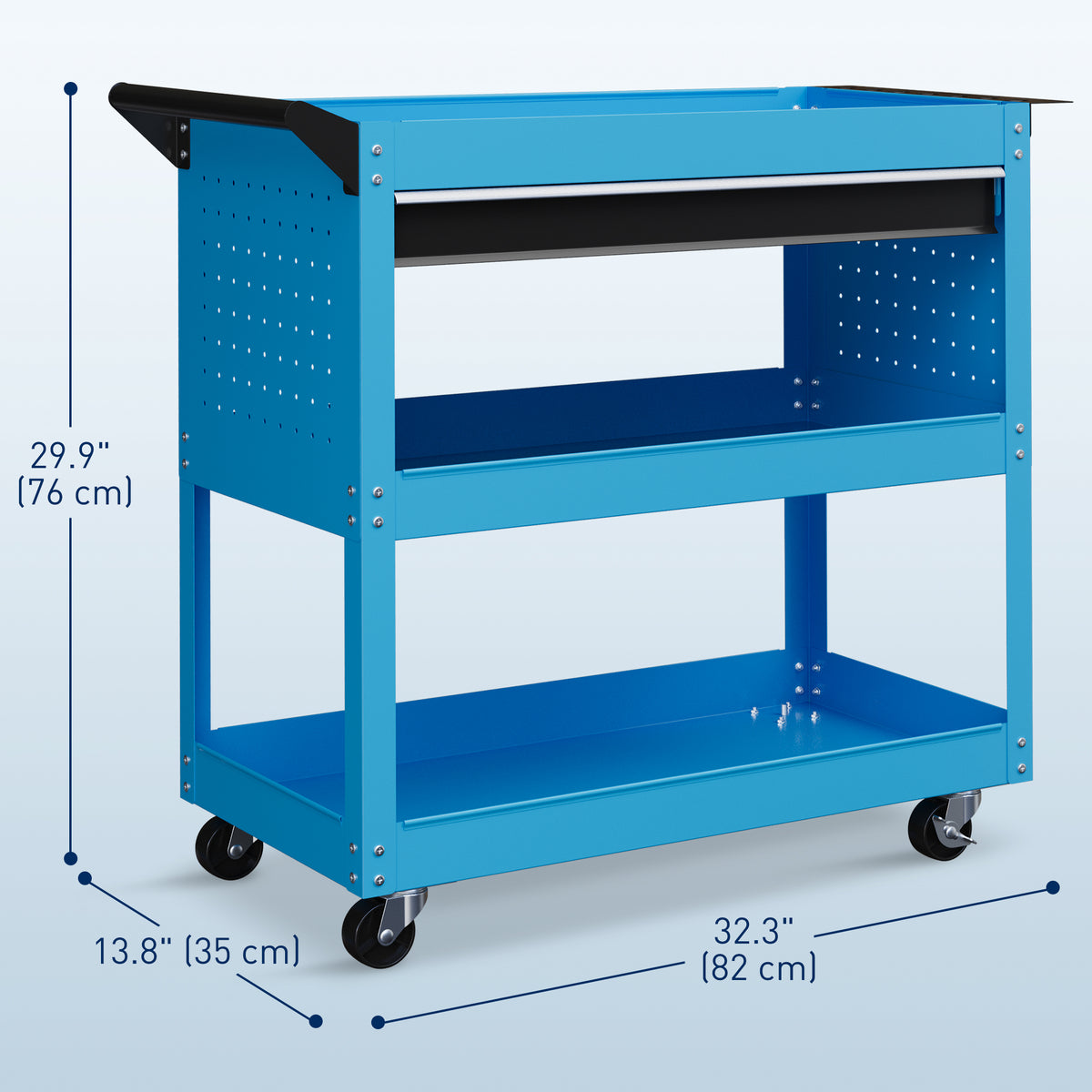 Rolling steel tool cart