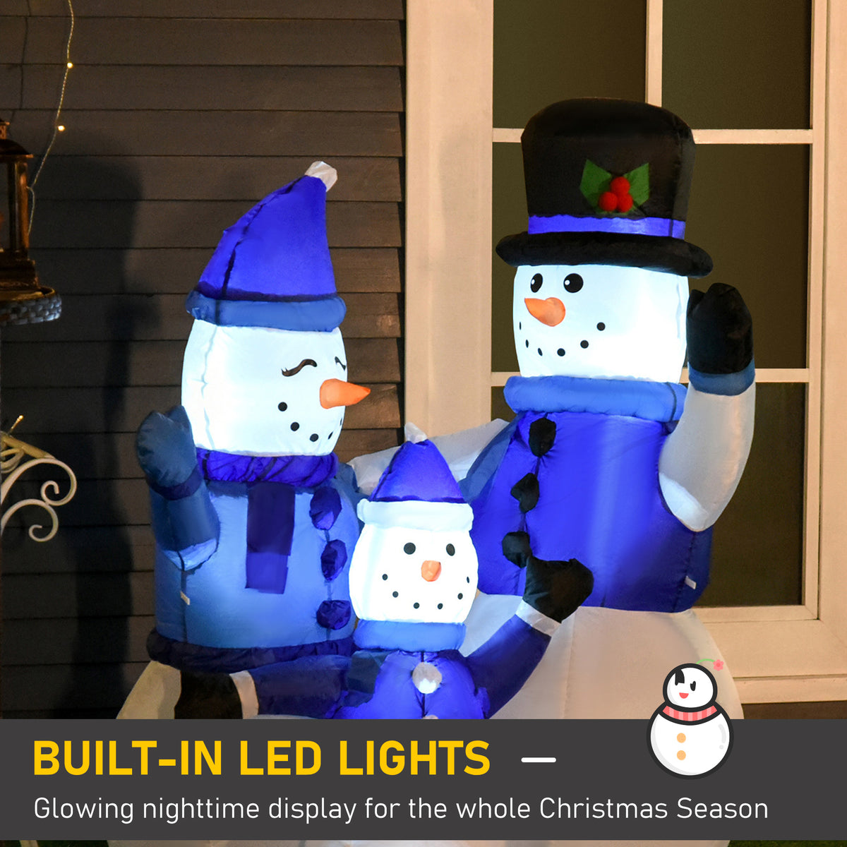 Muñeco de nieve hinchable luminoso 2,4 m