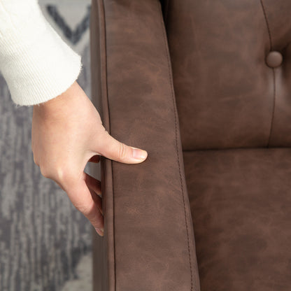 Sillón auxiliar de cuero sintético con relleno grueso — caqui