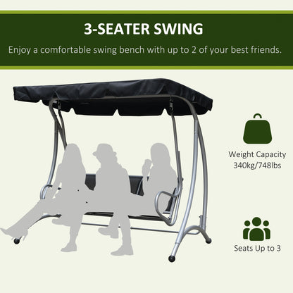 3-Person Patio Swing with Adjustable Canopy