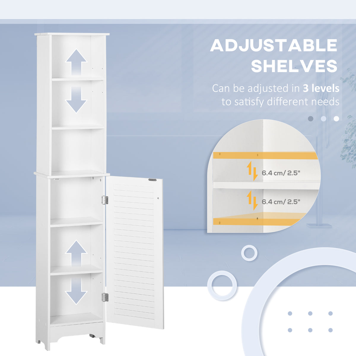 Mueble columna de almacenamiento estrecho para baño