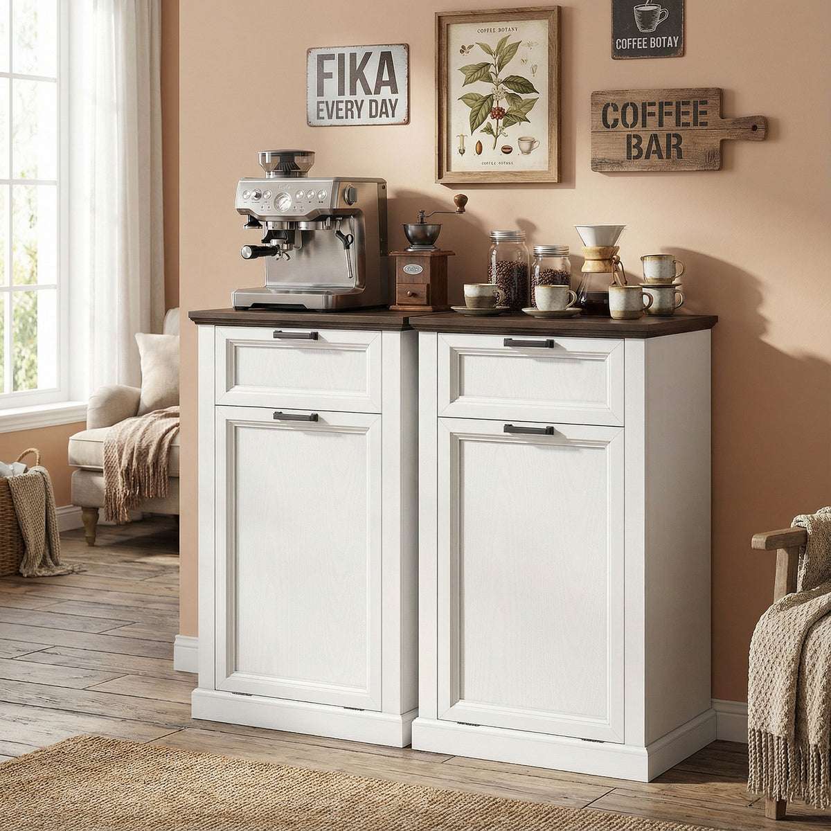 Tilt Out Trash Cabinet 10 Gallon — White