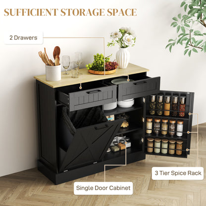 Mueble con cubo de basura oculto y 2 cajones