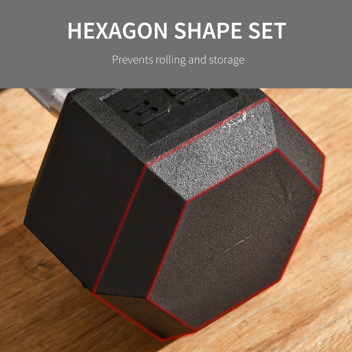 Mancuerna hexagonal de caucho de 35 lb