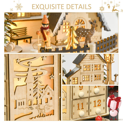 Calendario de Adviento de Madera con Luces LED