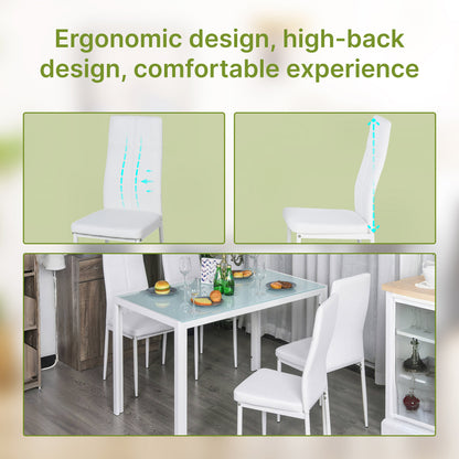 5-Piece Dining Set Tempered Glass Top Metal Frame