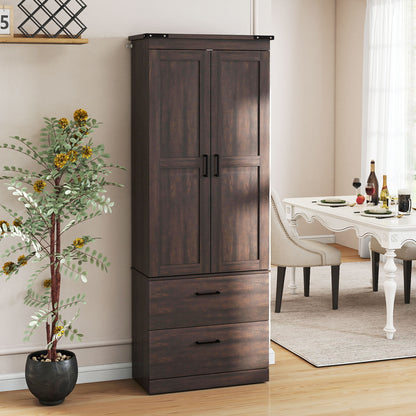 Tall Kitchen Pantry Cabinet 4-Tier with Drawers