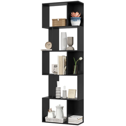5-Tier S-Shaped Geometric Bookshelf