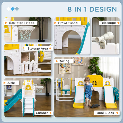 8-in-1 toddler slide and swing set