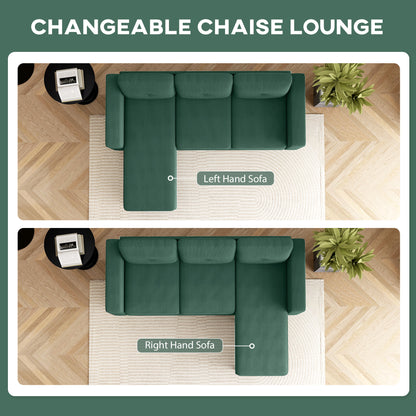 Corduroy L-Shaped Sectional Sofa with Reversible Chaise
