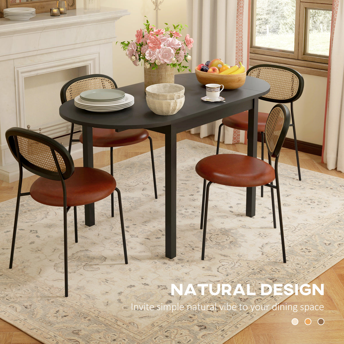 Mesa de comedor abatible de pino macizo para espacios pequeños