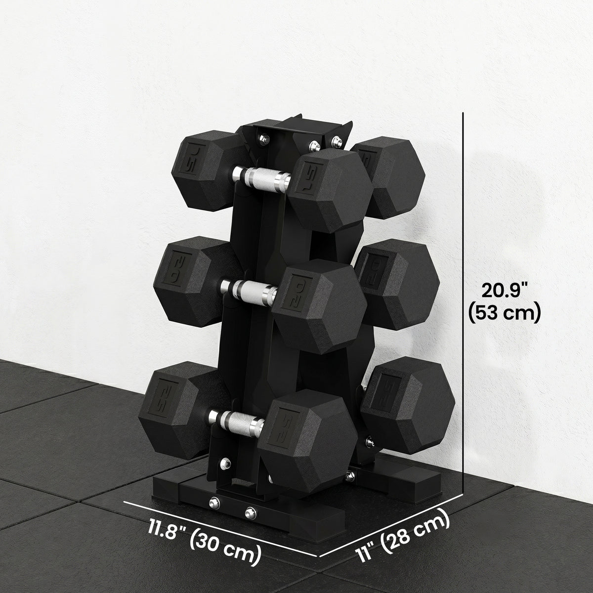 Hex Dumbbell Weight Set with Vertical Rack