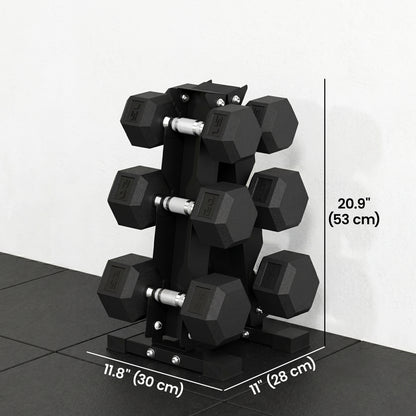 Hex Dumbbell Weight Set with Vertical Rack