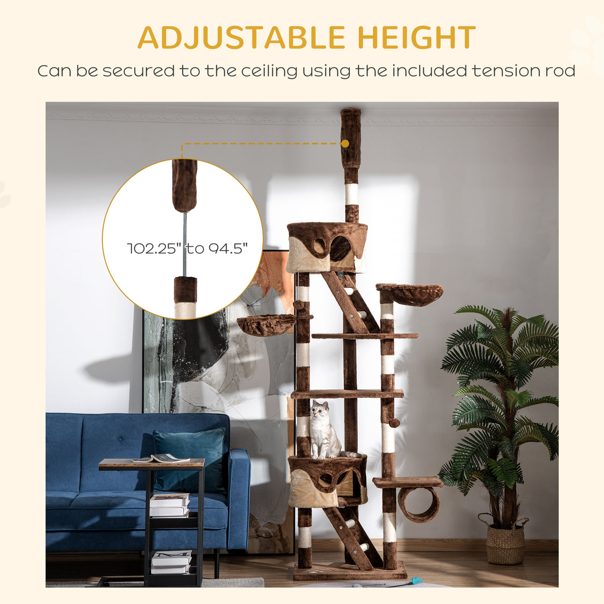 Árbol para gatos multinivel ajustable 240-260 cm