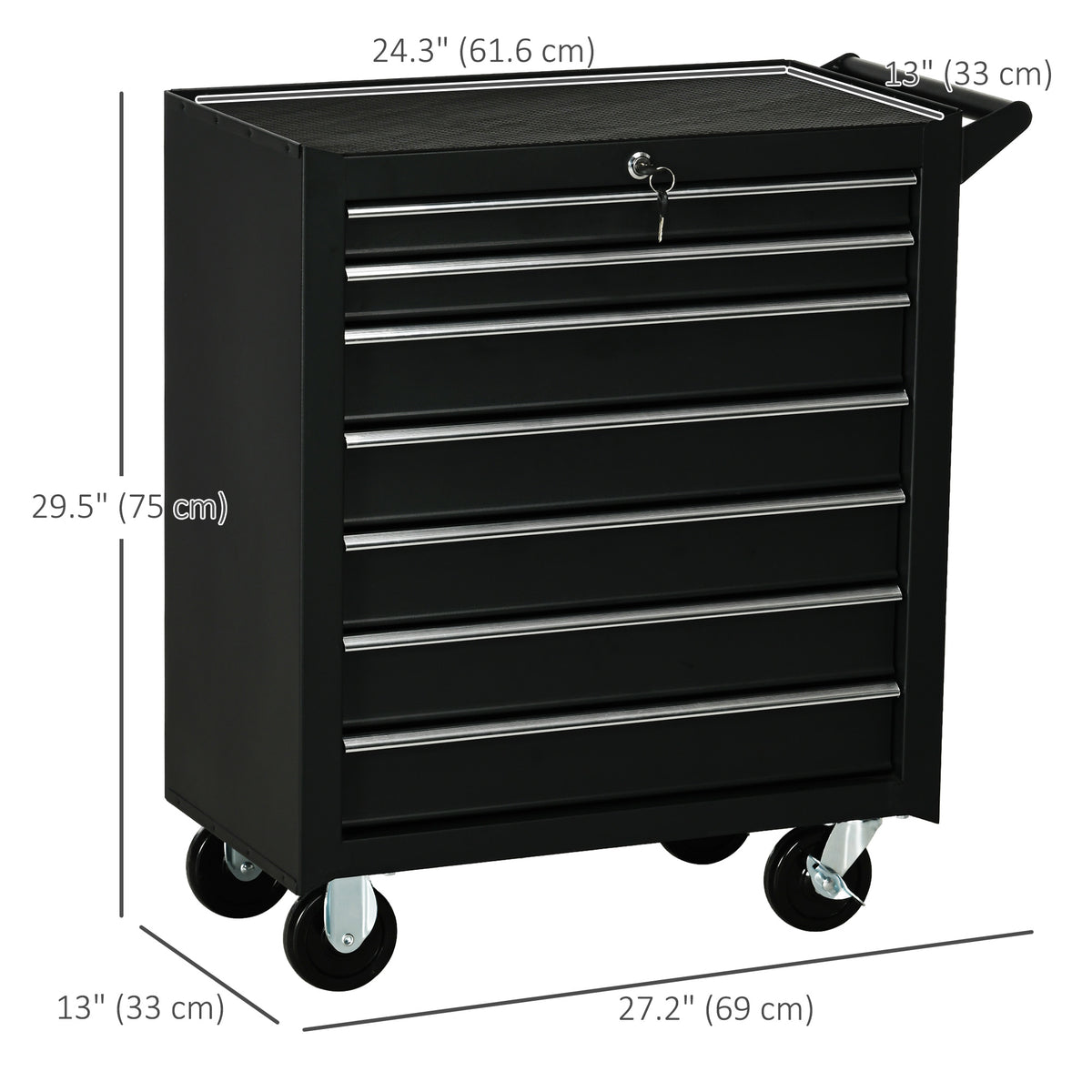 Rolling Tool Chest 7 Lockable Drawers on Wheels