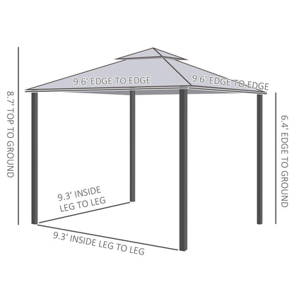 Gazebo de Patio 10x10 Pies Techo Doble