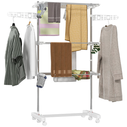 3-Tier foldable clothes drying rack stainless steel