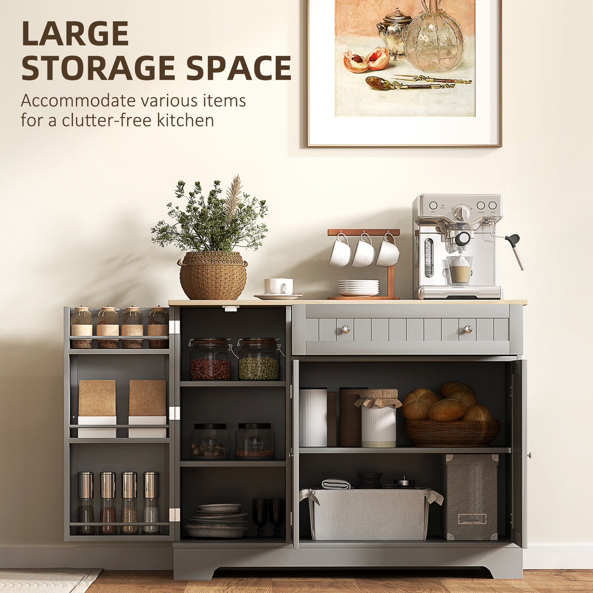 Modern Kitchen Sideboard Cabinet with Drawer and Adjustable Shelf
