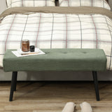 Tufted Corduroy Upholstered Bench with Steel Legs