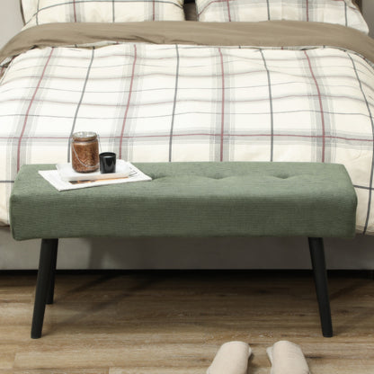 Tufted Corduroy Upholstered Bench with Steel Legs