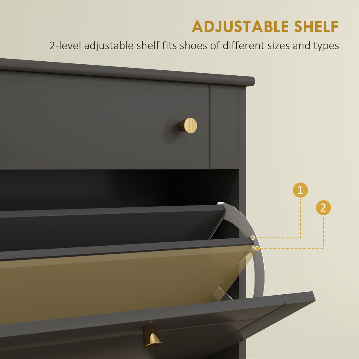 Slim Shoe Cabinet 2 Flip Drawers Adjustable Shelves 8 Pairs