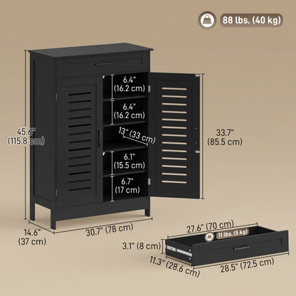 Shoe Cabinet with Louvered Doors and Drawer