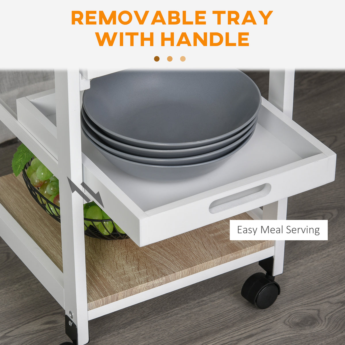 Rolling Kitchen Island Cart with Drawer and Baskets