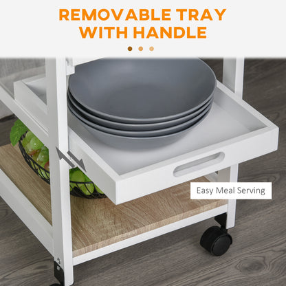 Rolling Kitchen Island Cart with Drawer and Baskets