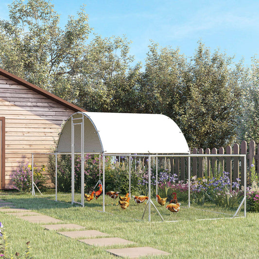 Large metal chicken run with waterproof and anti-UV cover