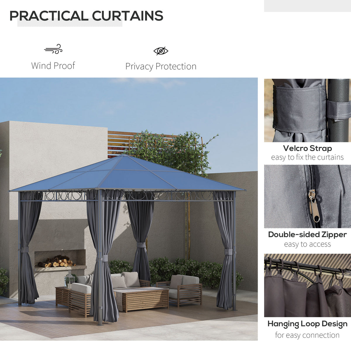 Hardtop Gazebo Polycarbonate Roof Aluminum Frame