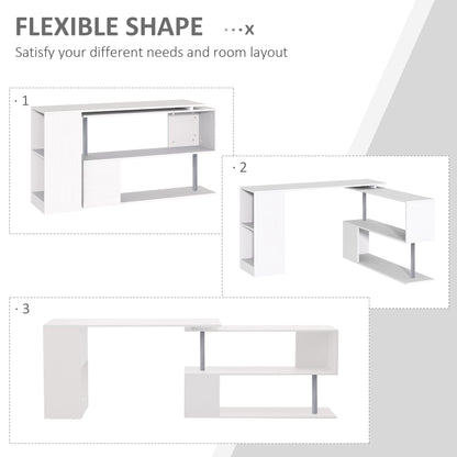 Corner Desk 360° Rotating with 3-Tier Shelves