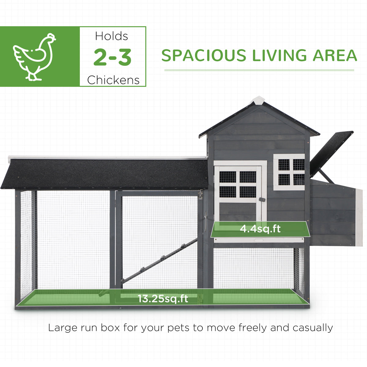 Wooden Chicken Coop with Run and Nesting Box