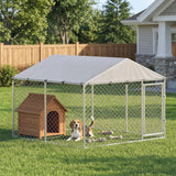 Outdoor dog kennel in galvanized steel with roof