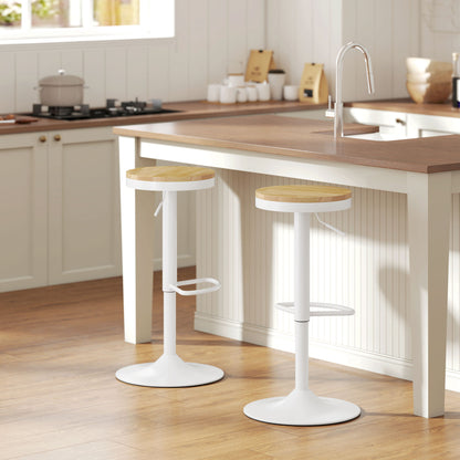 Adjustable Swivel Bar Stools Wood Set of 2