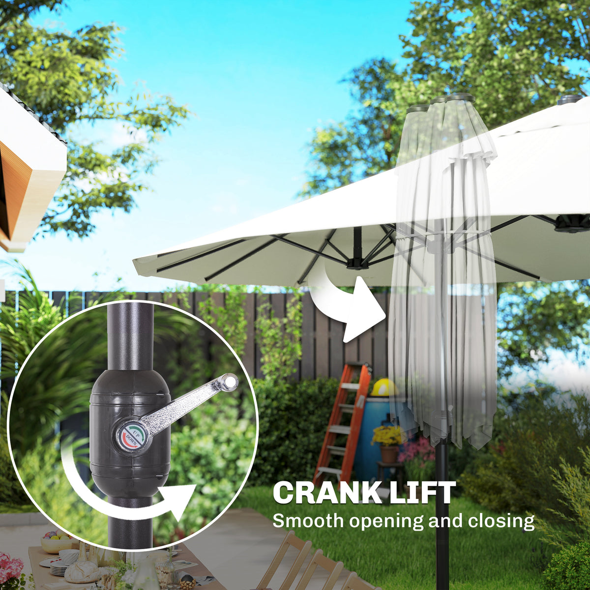 Double Canopy Patio Umbrella with Crank — 457 cm