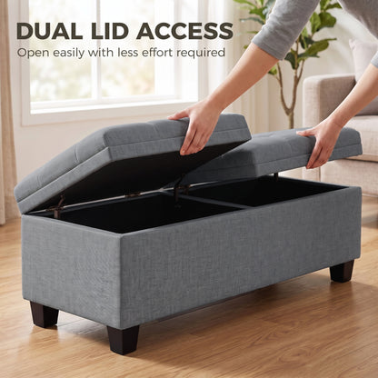 Tufted Storage Bench with Dual Lids